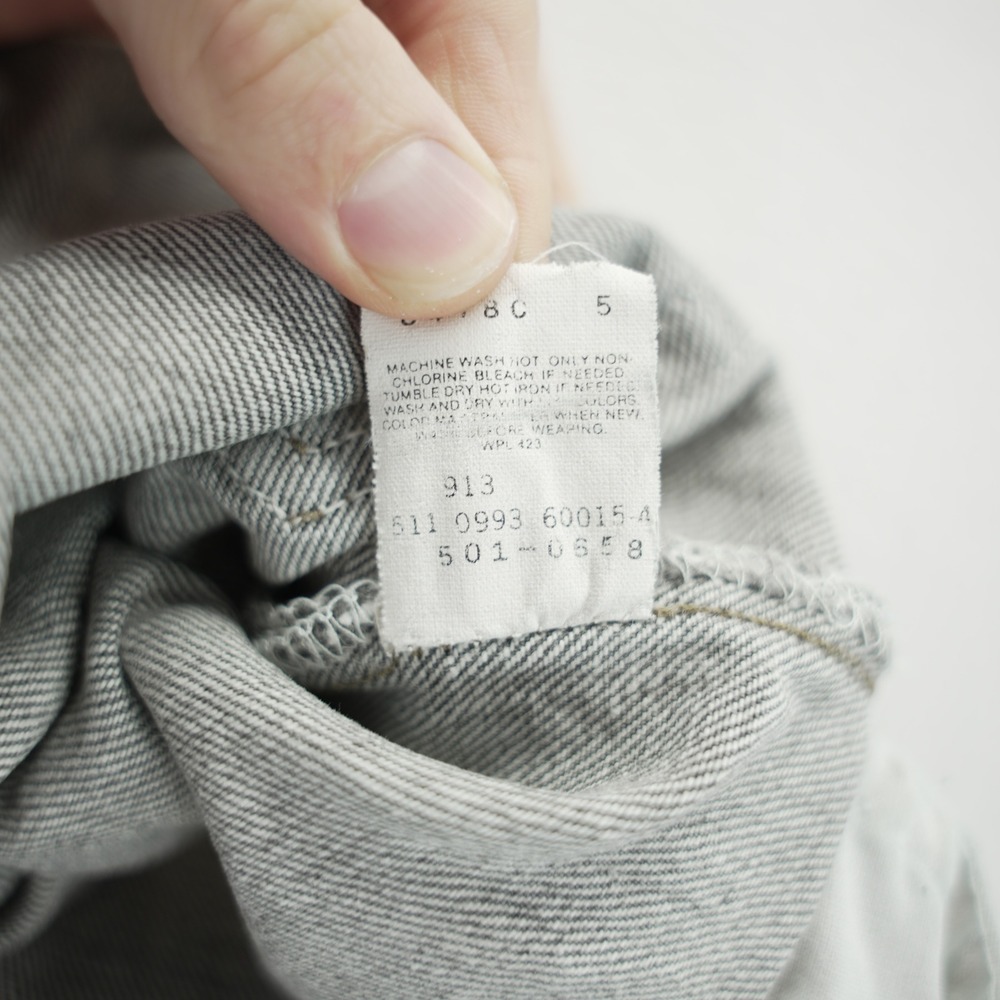Levis 501 VTG 1993 Original Grey‎ Denim Jeans Mens 32x34 Straight Leg Button Fly - Picture 14 of 15